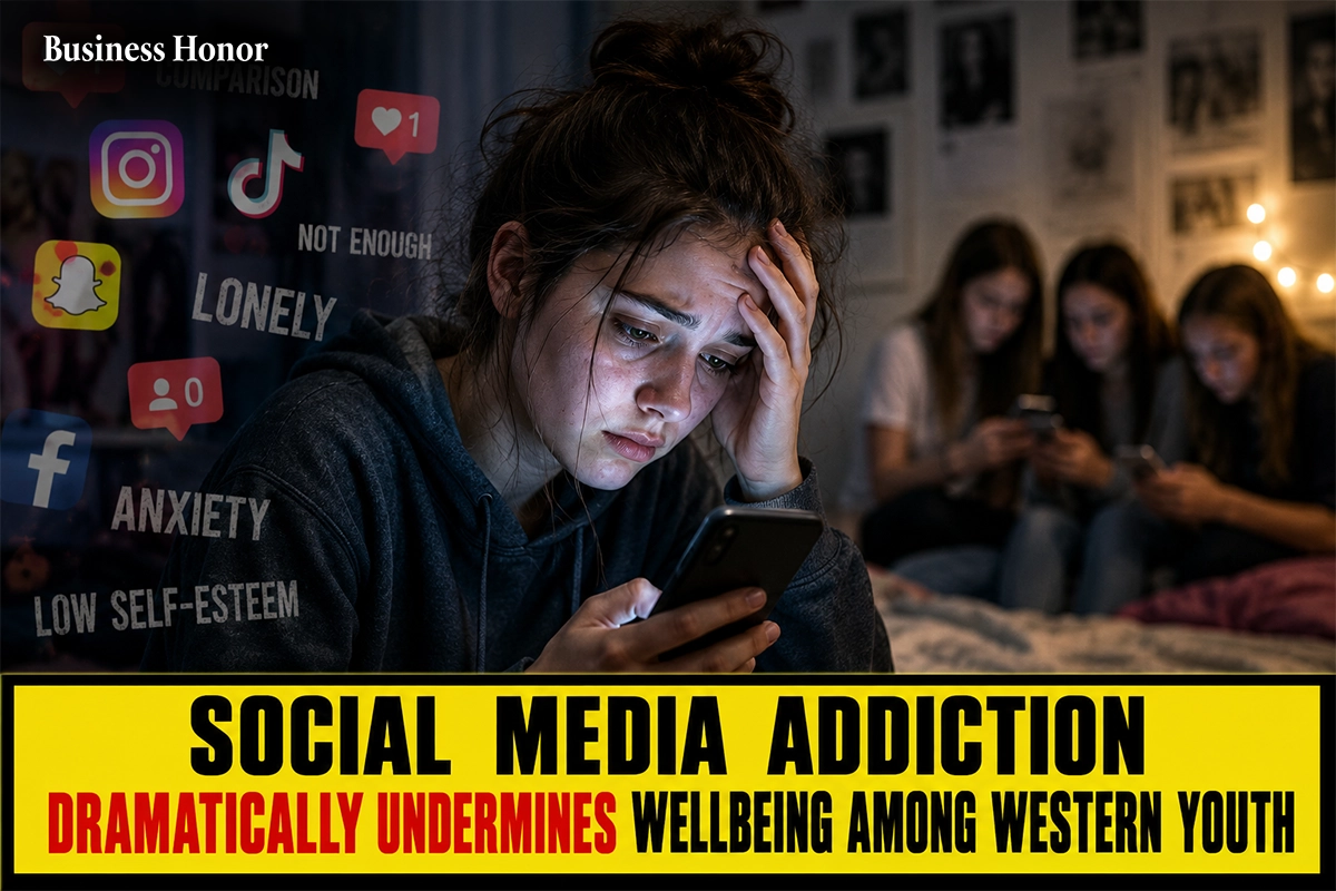 Social Media Addiction Dramatically Undermines Wellbeing among Western Youth